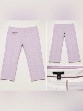 Ann Taylor Lavender Plaid Cropped Straight Pants